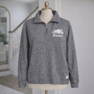 Authentic Roots Three Quarter Zip Up Salt And Pepper Sweater Women's Medium